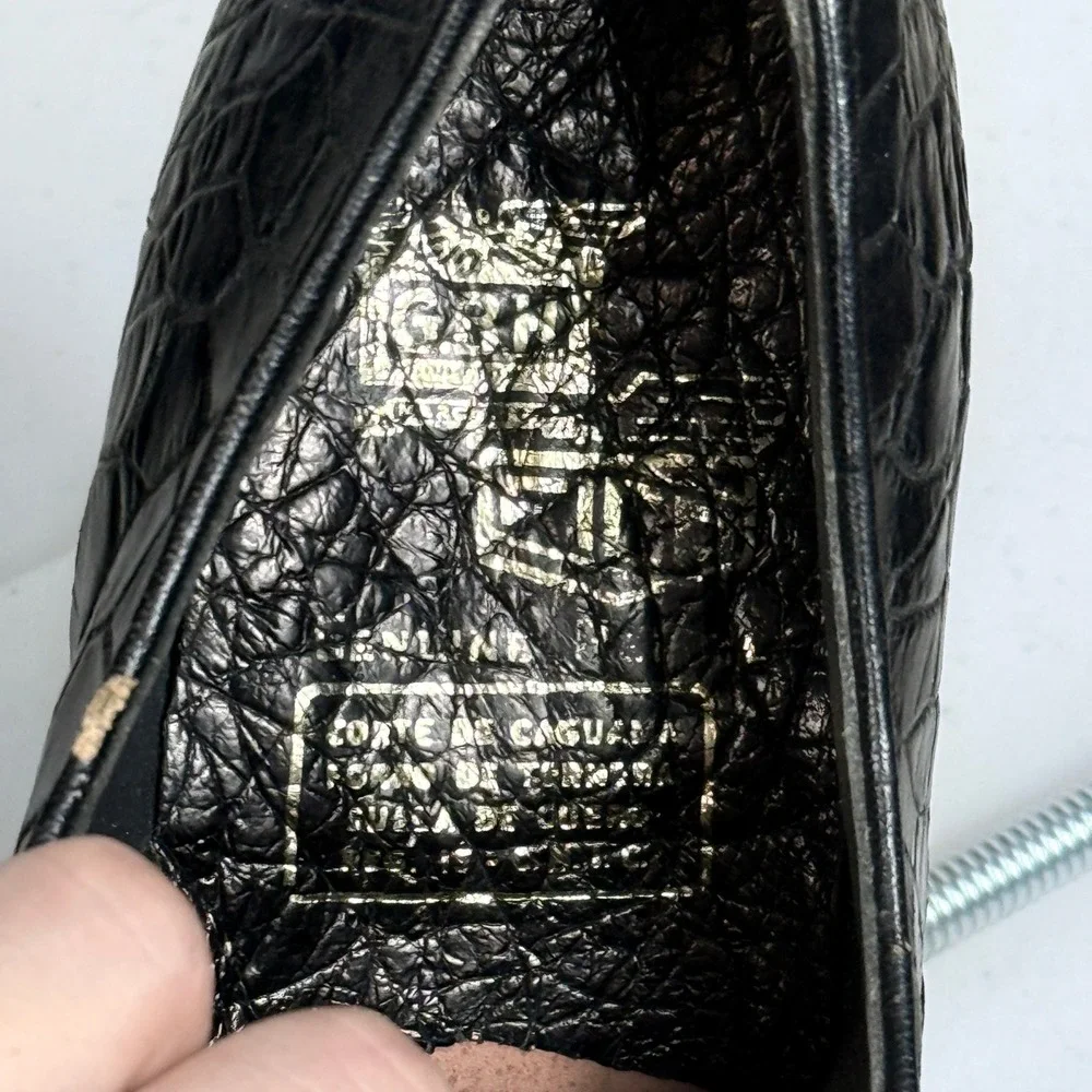 G.B.H. Field Derby Shoes Mens 8.5 Black Genuine Reptile Leather Exotic Oxfords